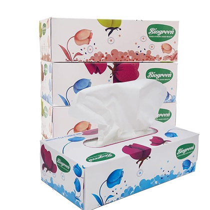 Biogreen So Soft Facial/Face Tissues 100 Pulls Per Box - Pack of 6